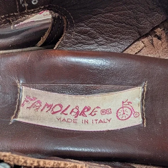 Famolare Brown Leather "Hi-Up" Wave Sole Sandals Woven Slingback Sandals Size 8M - Picture 7 of 11